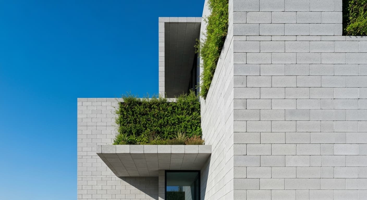 Modern building constructed with eco-friendly AAC blocks